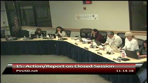 PVUSD November 14th, 2018 Board Meeting - Public Session