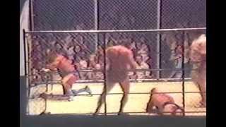 Ole and Gene Anderson vs Flair and Valentine (cage match) 1977