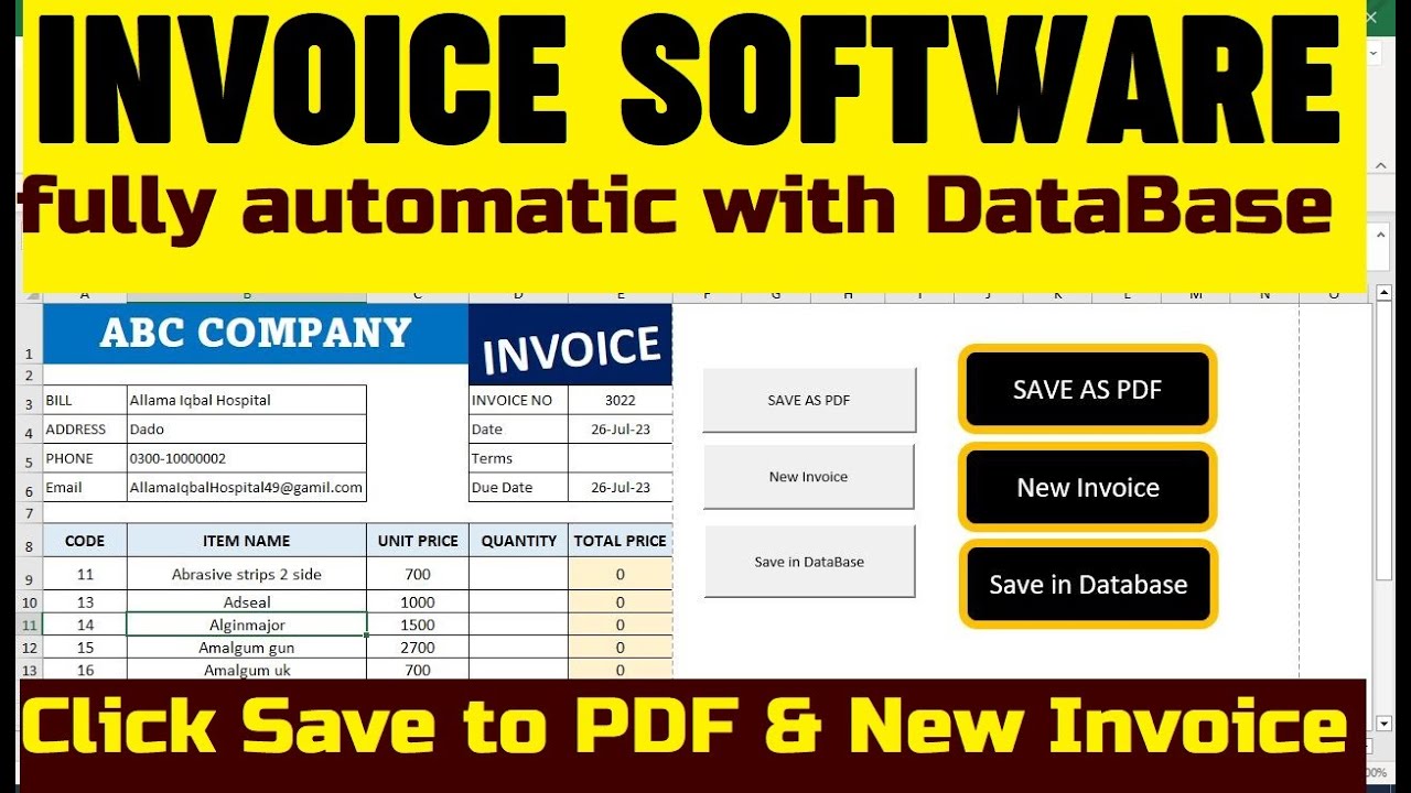 Fully  Automatic Invoice in Excel  Create Invoice Bill in Excel  MS Excel