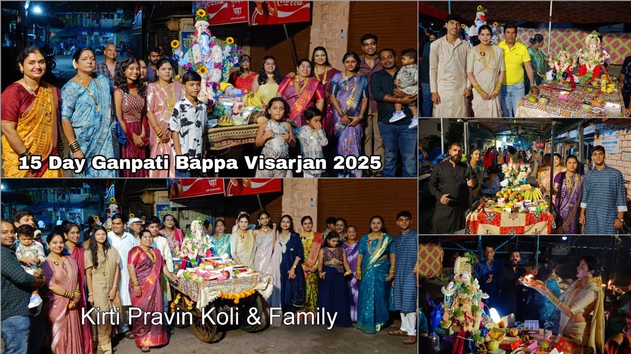 Kirti Pravin Koli & Family 15th Day Ganpati Bappa Visarjan 2025 Mora Koliwada #mahadev #ganesha 