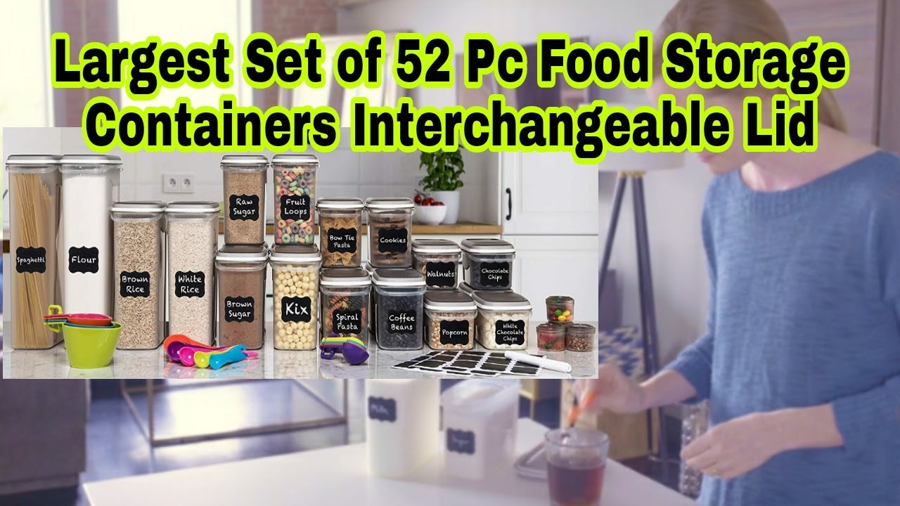 Largest Set of 52 Pc Food Storage Containers Interchangeable Lid, 14