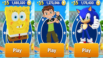 Sonic Dash vs Tag with Ryan SpongeBob vs Ben 10 Up To Speed All Characters