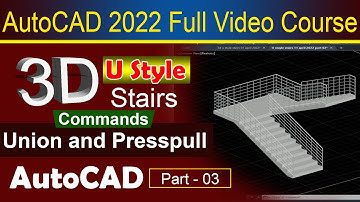 3d U style Stairs | AutoCAD 2022 course | Part 03 3D | Engineer Tauseef Ullah