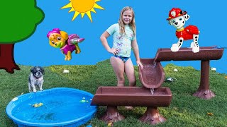 Assistant Plays with Paw Patrol Water Table Surprise with PJ Masks