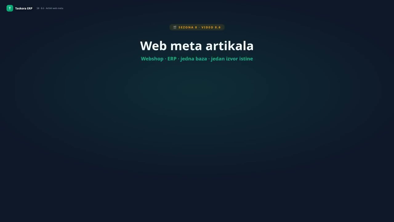 Video 8 6 — Webshop artikli: sinkronizacija ERP ↔ web meta | Taskora ERP
