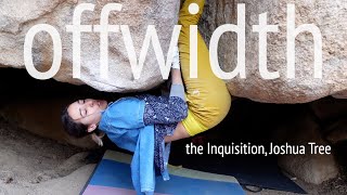 got the proj! the Inquisition (V6) Joshua Tree (that offwidth inverted boulder)