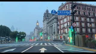 Morning on the bund｜Drive Shanghai Tour City Street 4K｜Huaihai Middle Road｜Hengshan Road｜Historic Vi