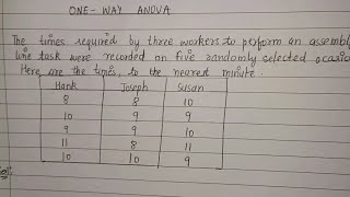 One - way ANOVA || ANOVA || question and solution.