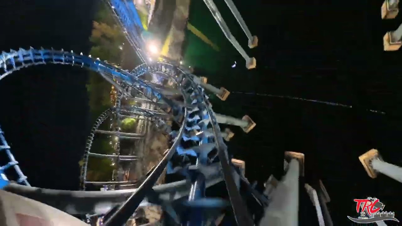 Blue Hawk Front Row NIGHT RIDE POV [5K] Six Flags Over Georgia