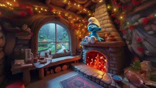 Rain and fireplace in the smurfs' house : Relaxing ambiance☔ #rain #smurfs
