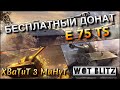 🔴WoT Blitz | БЕСПЛАТНЫЙ ДОНАТ ЗА МАСТЕРА❗️| E 75 TS