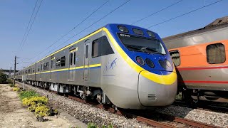 3208次區間車(EMU800)+117次自強號通過(12車附掛親子車廂)