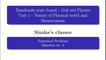TNSCERT +1 Physics Unit 1 Nature of Physical world and Measurement Numerical 4 Explained in Tamil