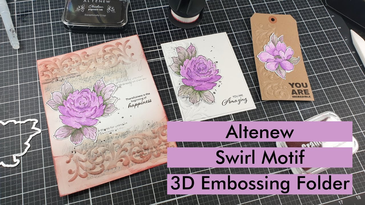 3 WAYS - Altenew Swirl Motif 3D Embossing Folder! - YouTube