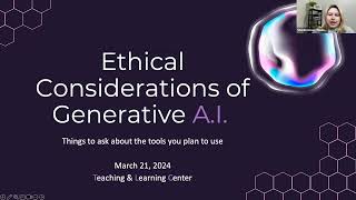 Ethical Considerations of Generative A.I. webinar