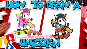 How To Draw A Skateboarding Unicorn