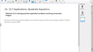 108 13.7c Solving quadratic application problems involving consecutive integers