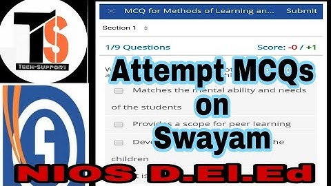Nios D El Ed MCQs Attempt on SWAYAM App ।। Swayam App pe MCQs kaise attempt karein
