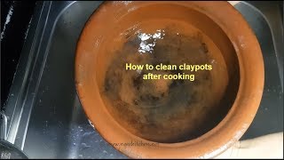 How to clean claypot or Mudpot after cooking in English | Basic