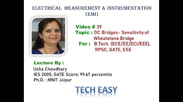 Video # 39   EMI: DC Bridges- Sensitivity of Wheatstone Bridge