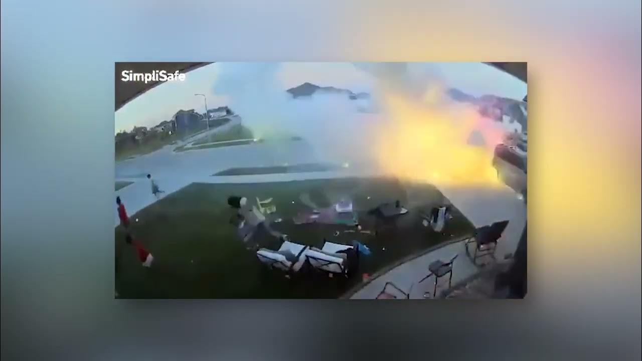 Doorbell camera captures driveway fireworks accident YouTube