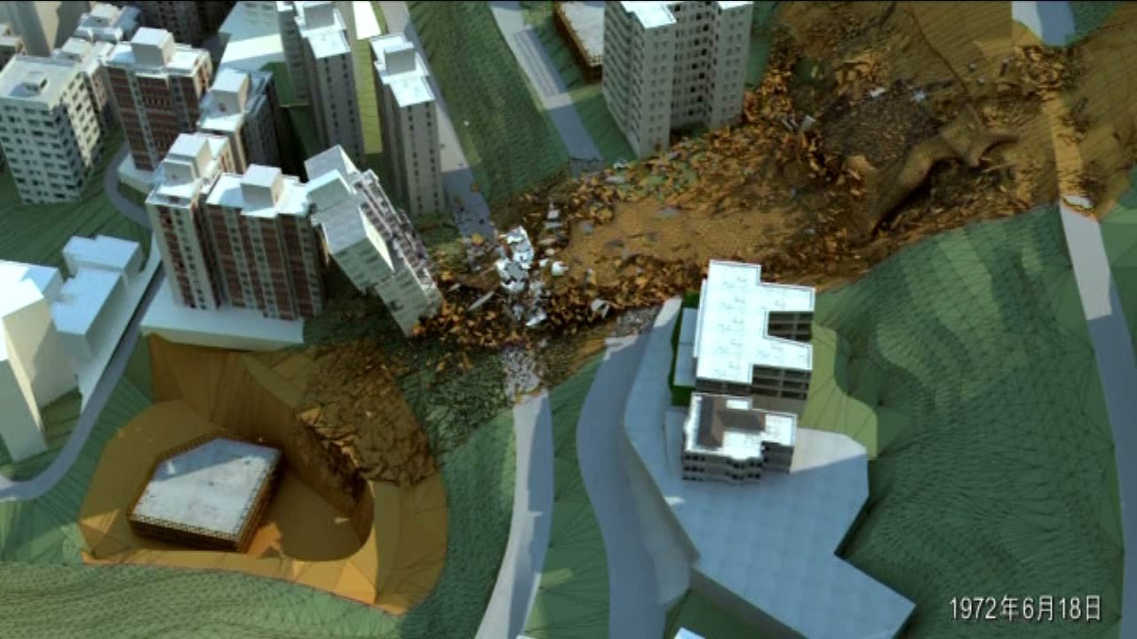1972年寶珊道山泥傾瀉電腦模擬動畫