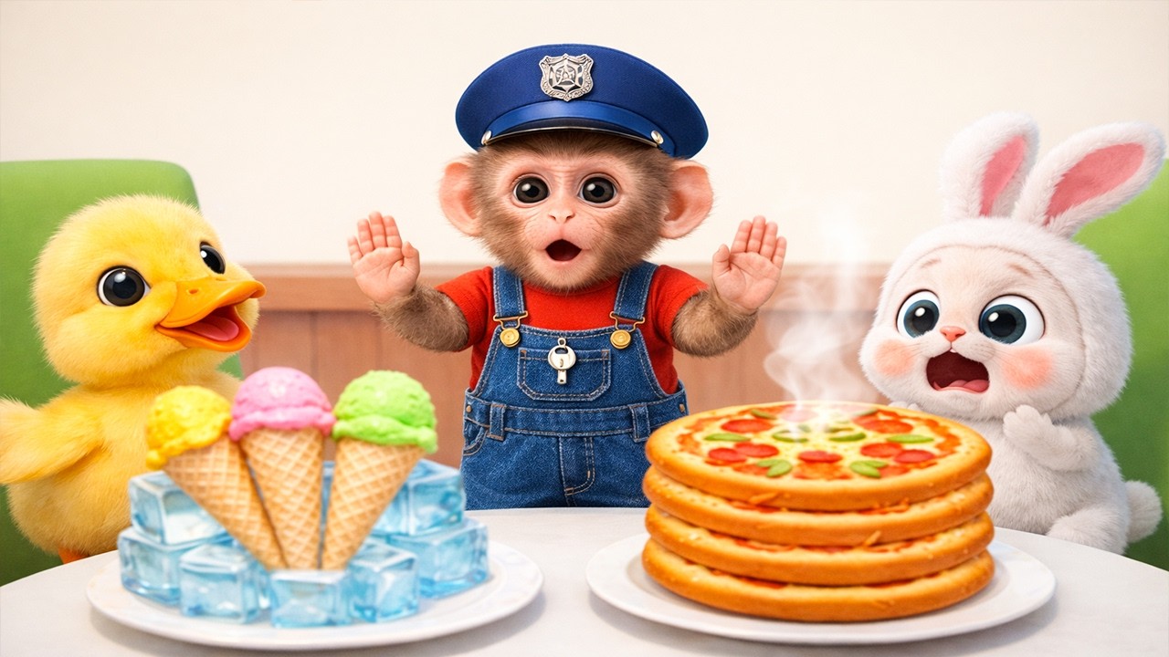 Bebé Mono Nana participa en un concurso de pasteles con el conejo y el patito en el parque 🧁🐰🦆🌳