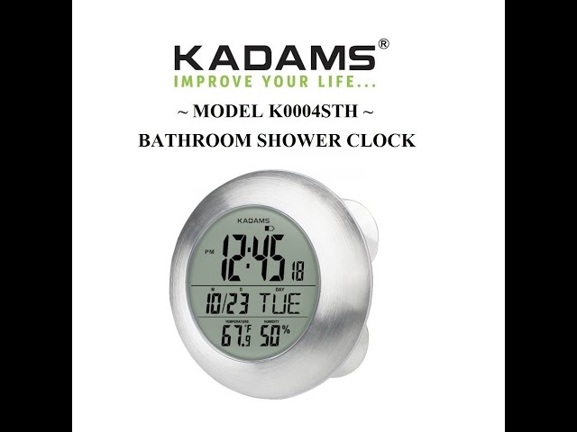 Baldr Digital Bathroom Shower Clock, Waterproof for Water Spray, Large Display, Temperature, Humidity and Moisture, Thermometer & Hygrometer, Suction