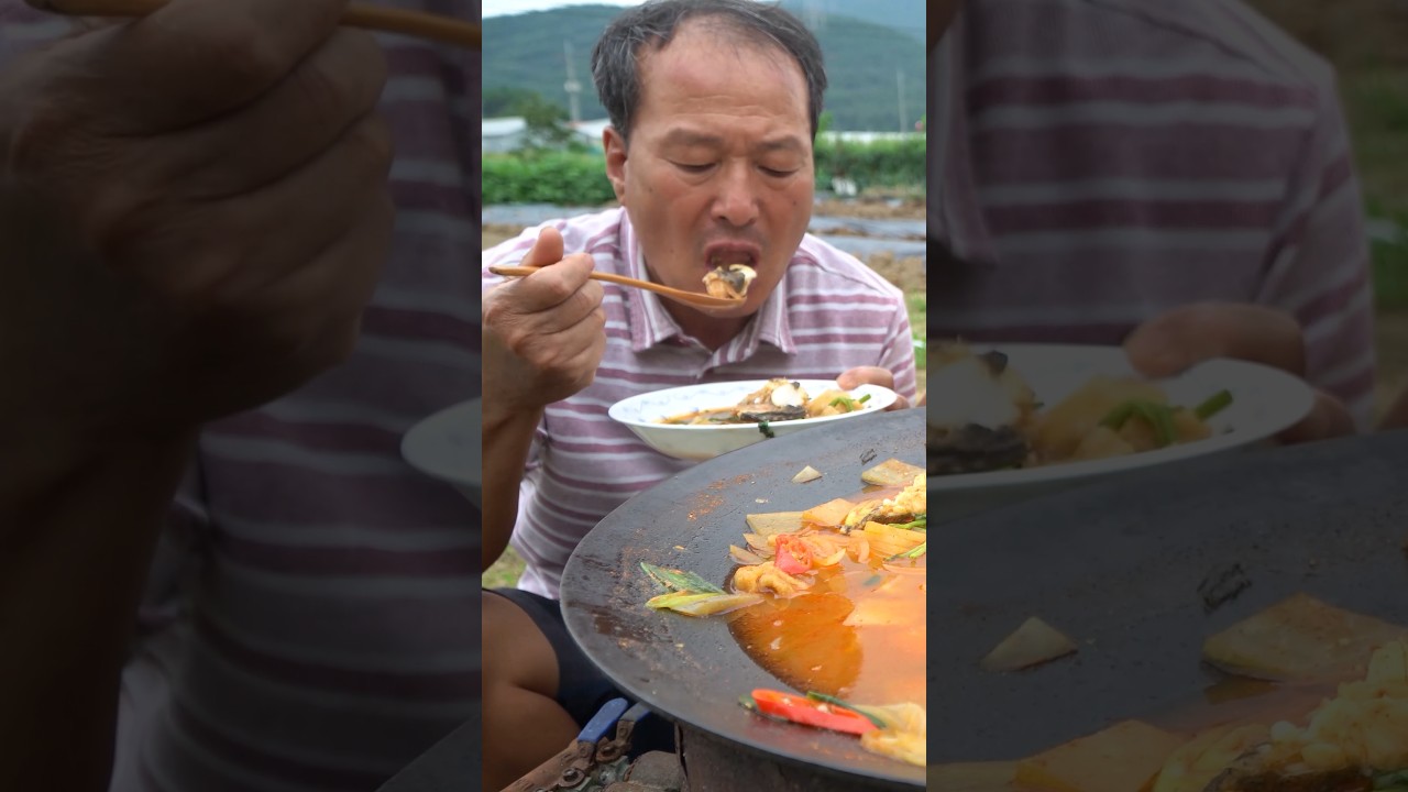 뜨끈한 우럭매운탕에 쫀득한 수제비! #먹방 #shorts #요리