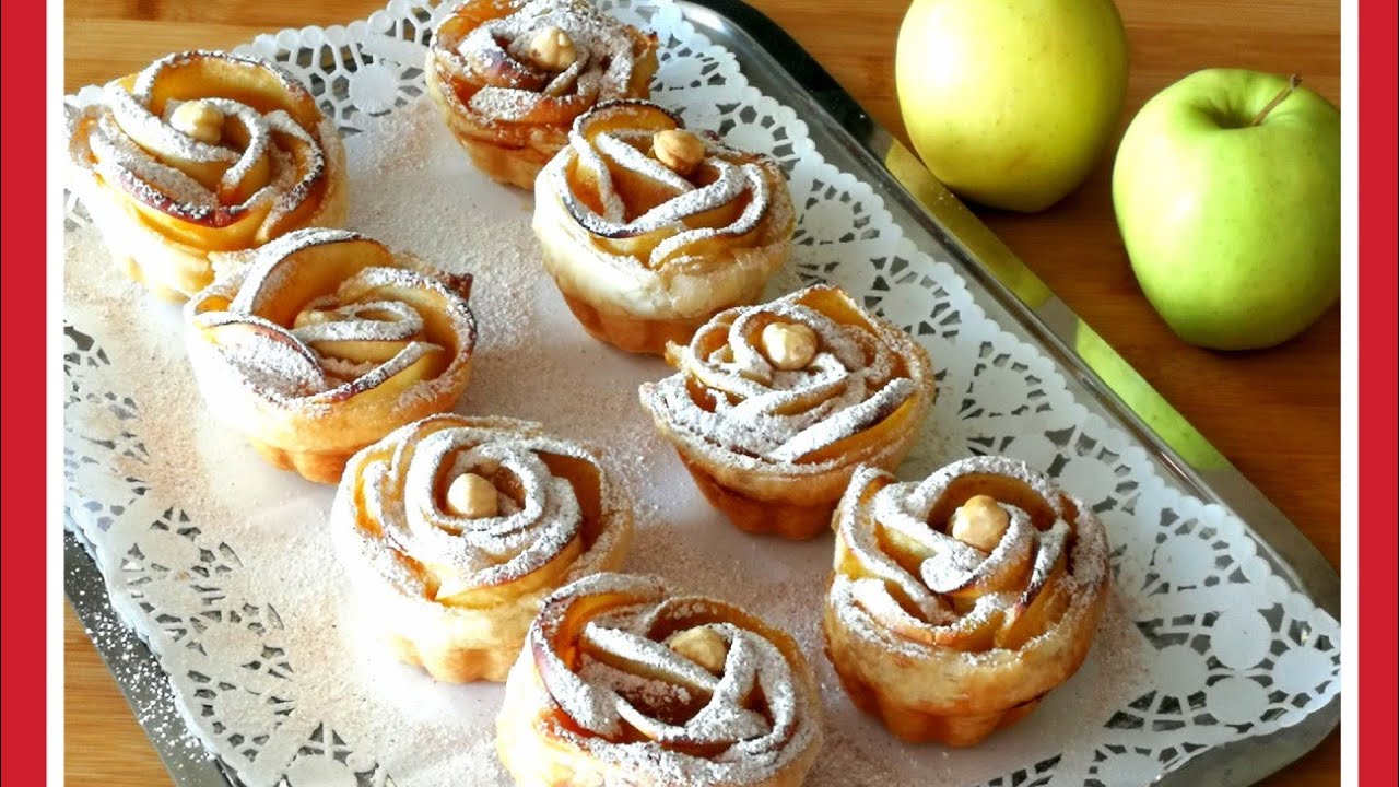 وردات التفاح بعجينه الميلفي/Rose di mele con pasta sfoglia