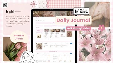 Daily Journal Notion Template | daily, weekly and monthly reflection | digital journaling | coquette