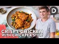 SUPER EASY Crispy Chicken & Chickpea Stew!