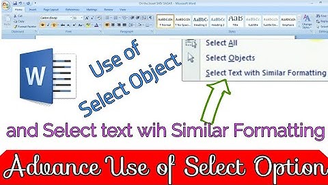 All option of Select in MS Word/- Select option of MS Word/-