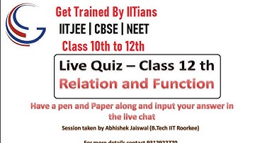 Live Quiz - 1 | Class 12th | Relations and Functions | By Abhishek Jaiswal ( B.Tech IIT Roorkee)