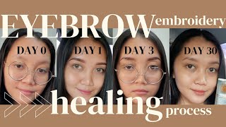 EYEBROWS EMBROIDERY HEALING PROCESS | DAY 1 TO DAY 30