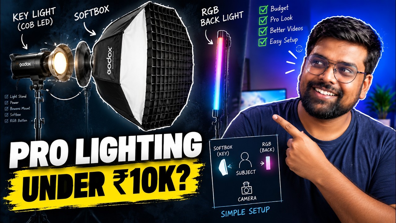 Best Budget Lighting Setup For YouTube Videos | RGB LED Lights For Beginners In Hindi