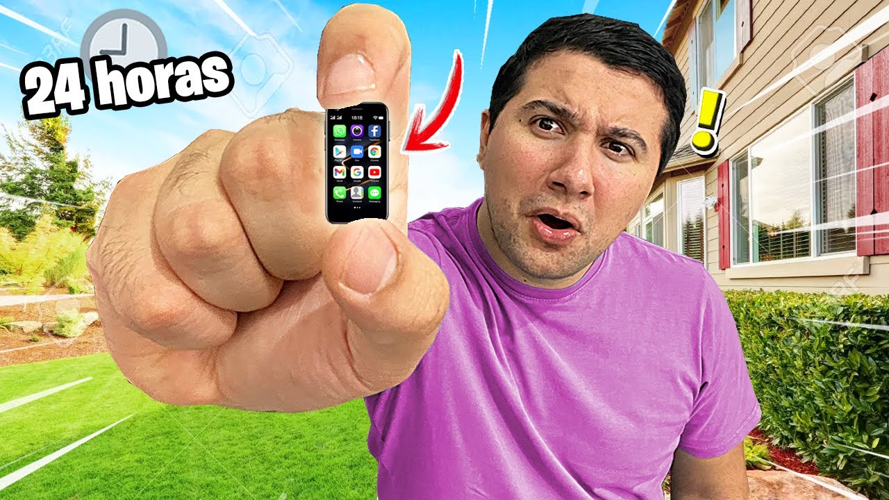 24 HORAS con el TELEFONO MÁS PEQUEÑO del MUNDO !😱😲 *es diminuto xd*