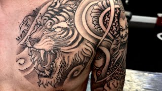 JAPANESE TIGER CHEST PLATE TATTOO!