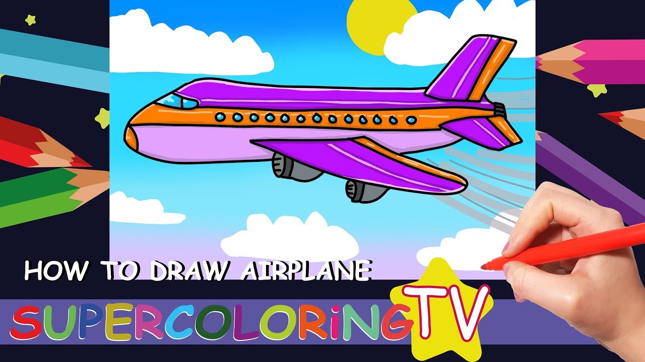 How to Draw an Airplane for Kids, Planes Coloring Pages, How to Draw ...
