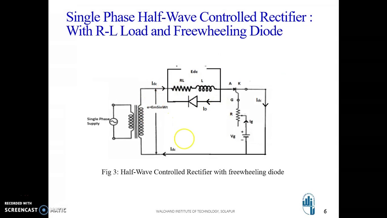 SCR Half wave controlled rectifier using inductive load - YouTube
