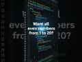 One Line Python 🤯 | Generate Even Numbers from 1 to 20 in Seconds ⚡ #python #programming #viral