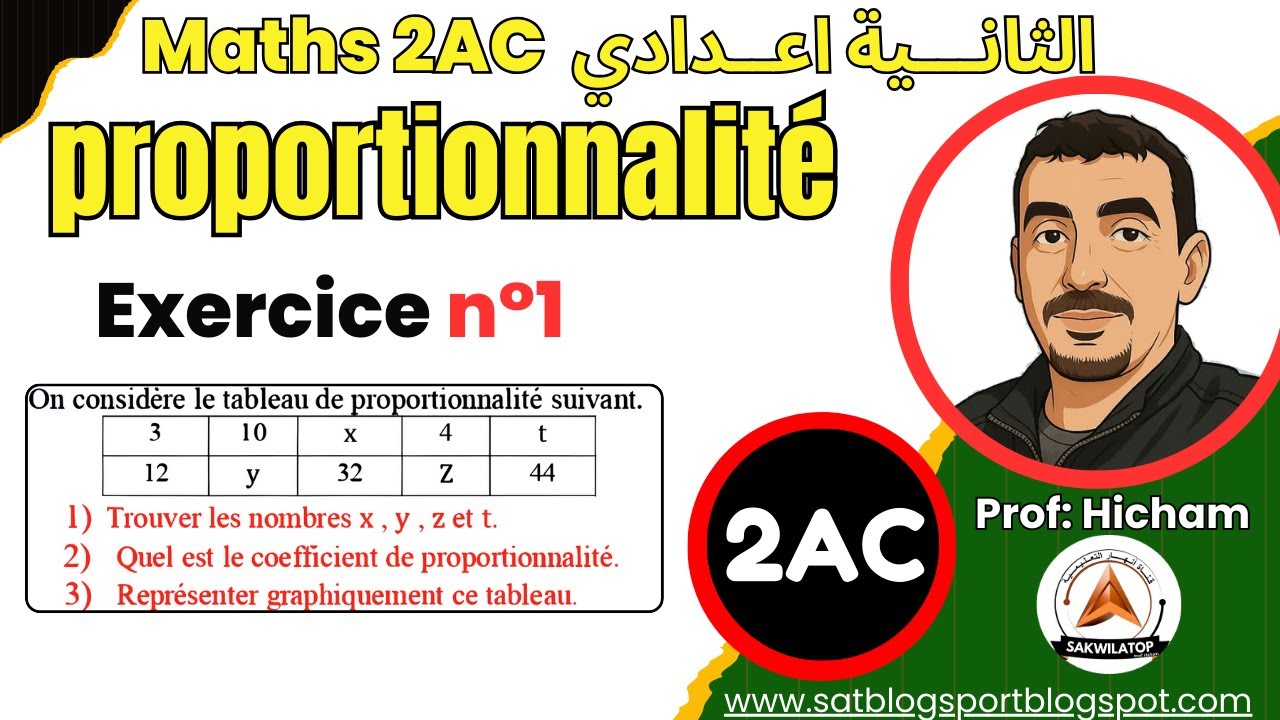 MATHS 2AC La proportionnalité Exercice corrigé N°1 - YouTube