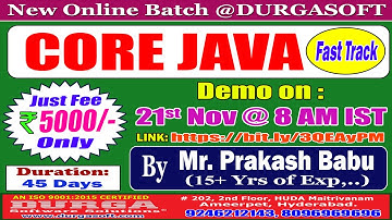 CORE JAVA (Fast Track) Online Training @ DURGASOFT