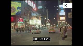 1986 Times Square Traffic at Night, New York, HD from 35mm