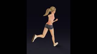 3D Girl Cartoon Character - Run Cycle