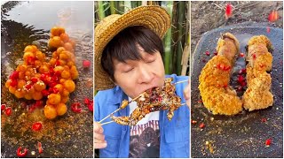 What Is He Baking On The Stone Slab? |Chinese Mountain Forest Life And Food #MooTiktok #Fyp