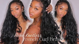 Famous Braid My Hair With Me! | DIY Boho Knotless French Curl Braids Tutorial Wealth