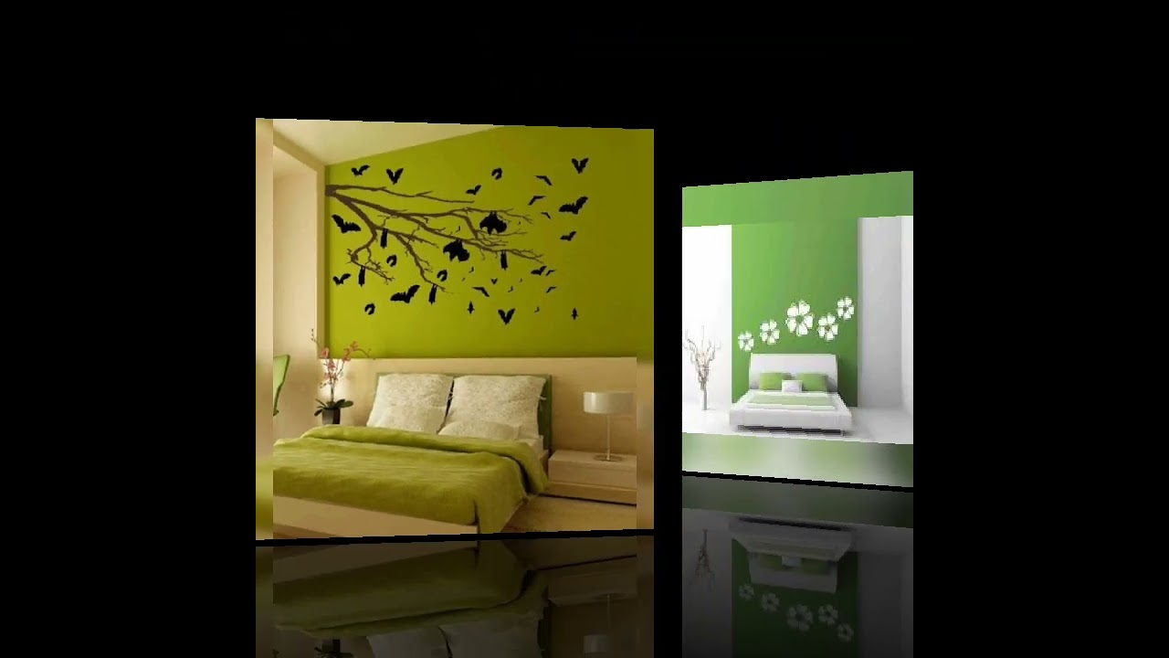 Green wall paint and wall stencil ideas