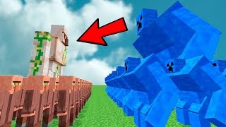 NOOBS AJUDAM A PROTEGER A VILA DE 1000 CREEPERS MUTANTES DE ÁGUA (MINECRAFT)