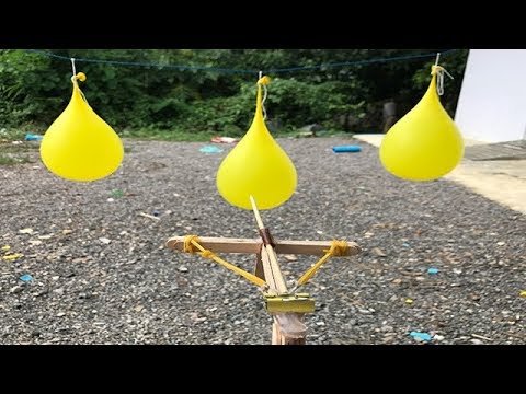 Awesome Micro Crossbow Shoot Balloons-How To Make An Awesome Micro Popsicle Stick Crossbow